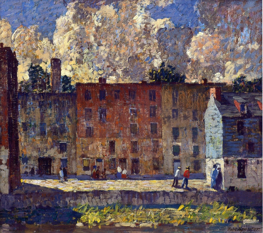 A Row of Tenements, vintage artwork by Robert Spencer, 12x8" (A4) Poster