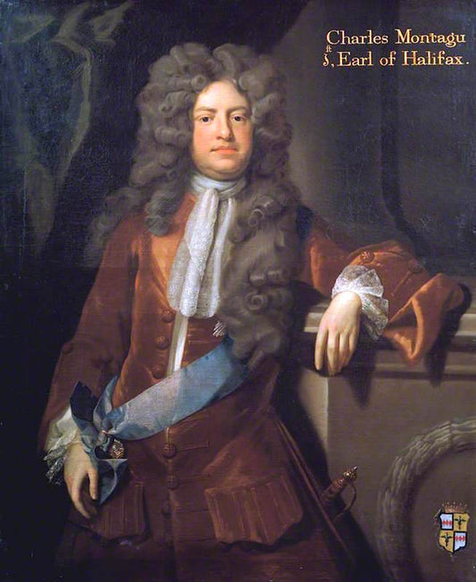 Charles Montagu, Earl of Halifax, vintage artwork by Attributed to Michael Dahl, 12x8" (A4) Poster