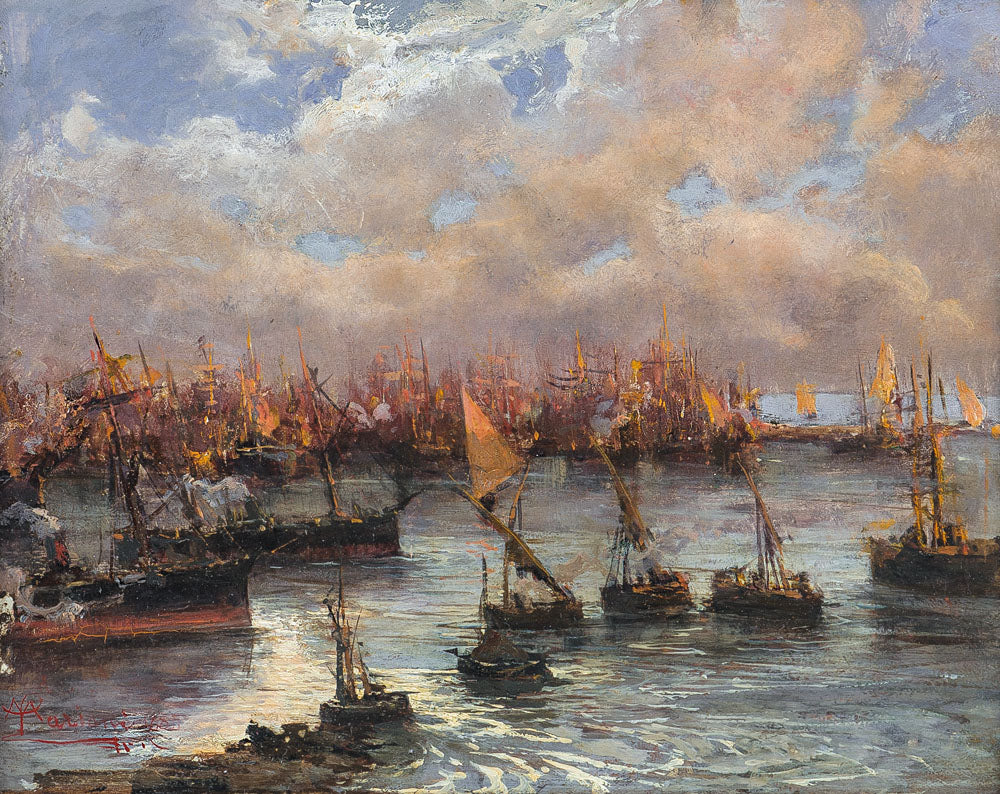 Port of Genoa by Pompeo Mariani,A3(16x12")Poster