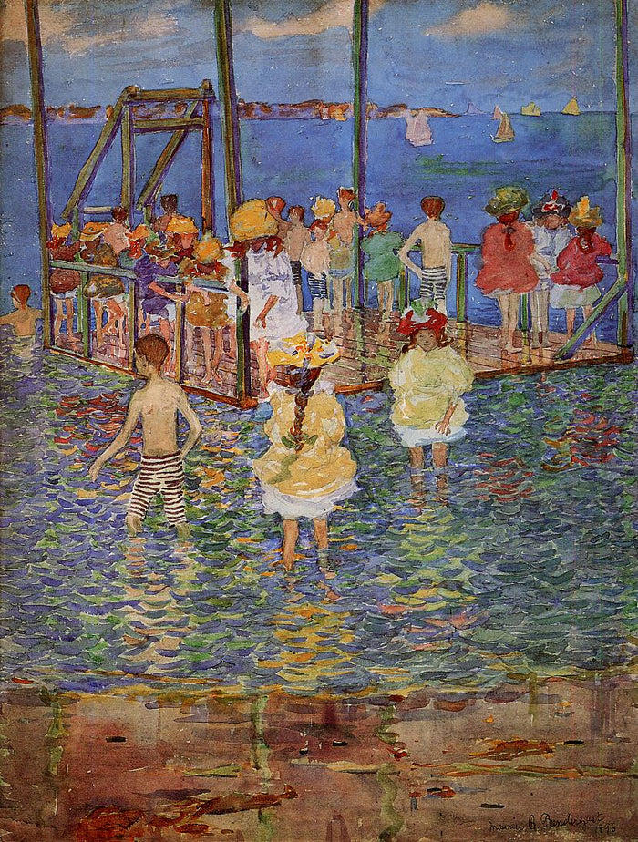 Children on a Raft by Maurice Prendergast,A3(16x12