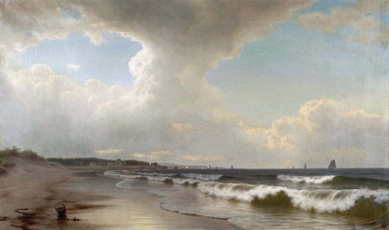 Shoreline with Basket and Boats, vintage artwork by William Frederick de Haas, 12x8" (A4) Poster