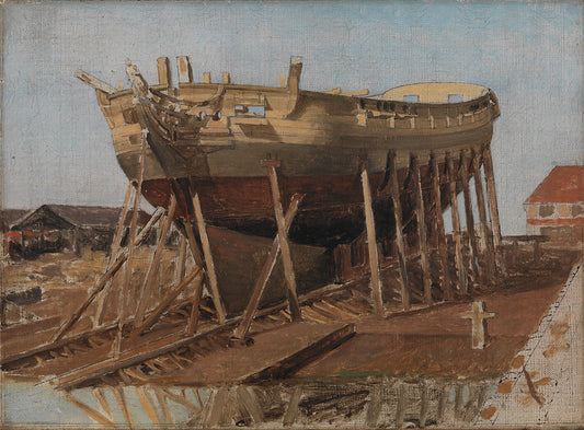 A Corvette on the Stocks, Copenhagen, vintage artwork by Christoffer Wilhelm Eckersberg, 12x8" (A4) Poster