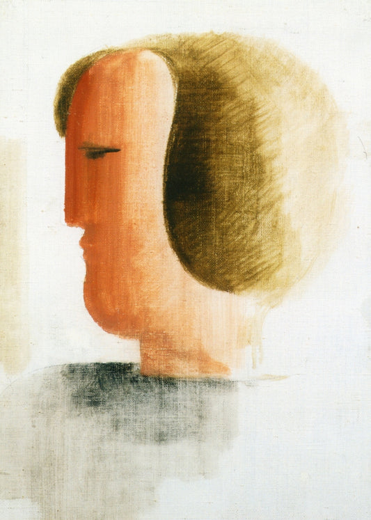 Head Facing Left, vintage artwork by Oskar Schlemmer, 12x8" (A4) Poster