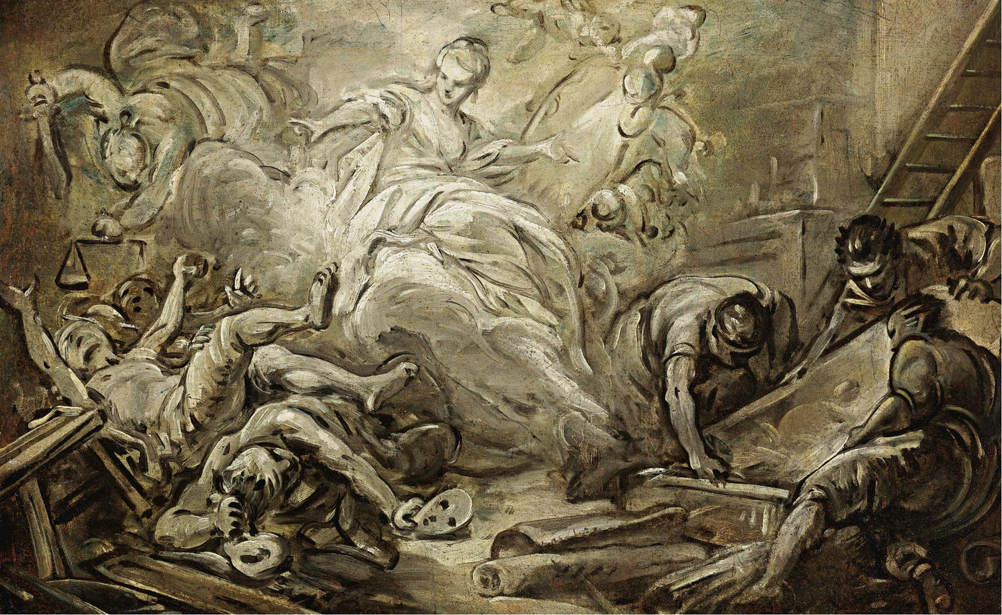 The Arts Triumphant over the Vices, vintage artwork by Jean-Baptiste Deshays de Colleville, 12x8" (A4) Poster