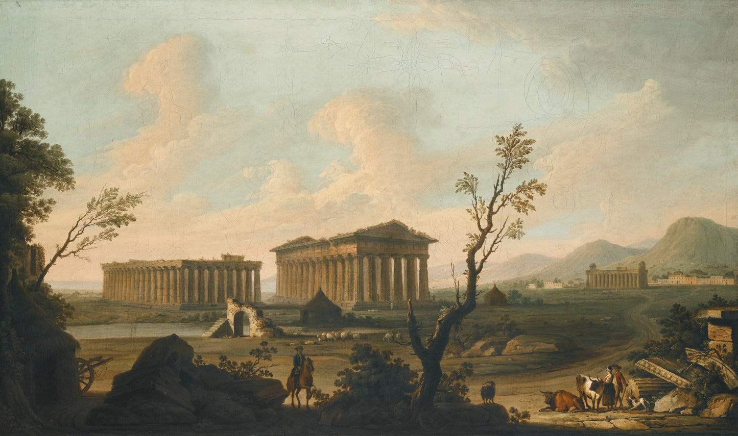 Paestum, a View from the West, vintage artwork by Pietro Fabris, 12x8" (A4) Poster