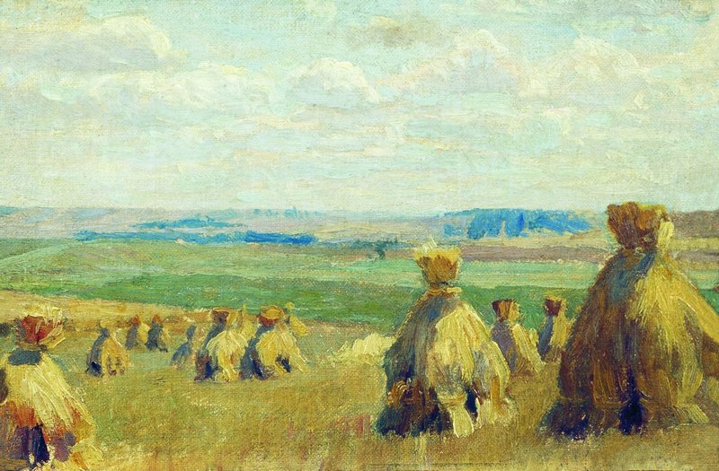 Haystacks (study) by Stanislav Zhukovsky,16x12(A3) Poster