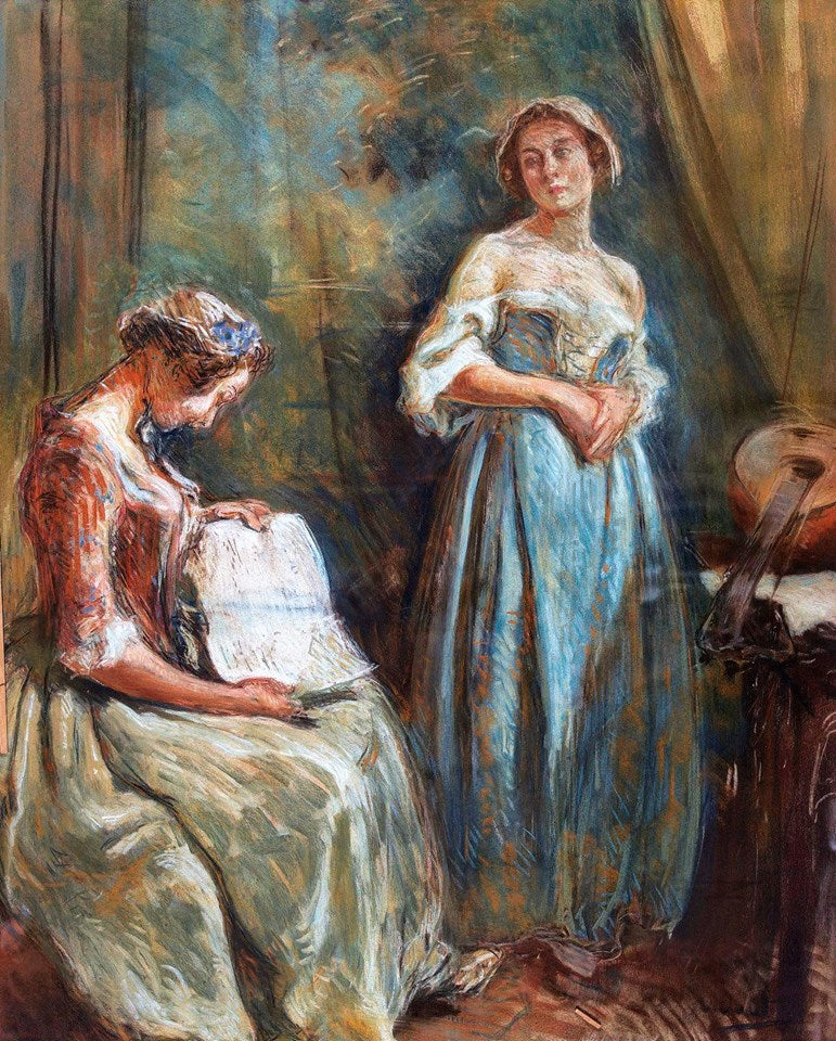 Interior with Two Ladies by Otto Vautier,A3(16x12")Poster