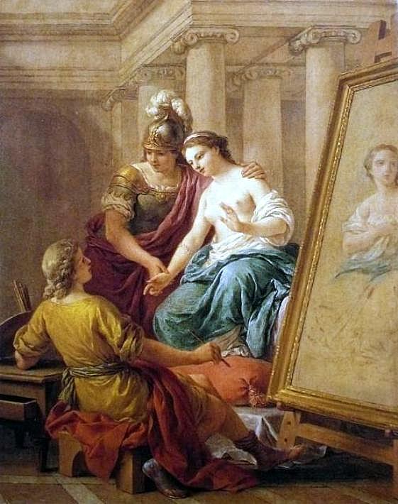 Apelles in Love with Alexander's Mistress, vintage artwork by Louis Jean François Lagrenee, 12x8" (A4) Poster