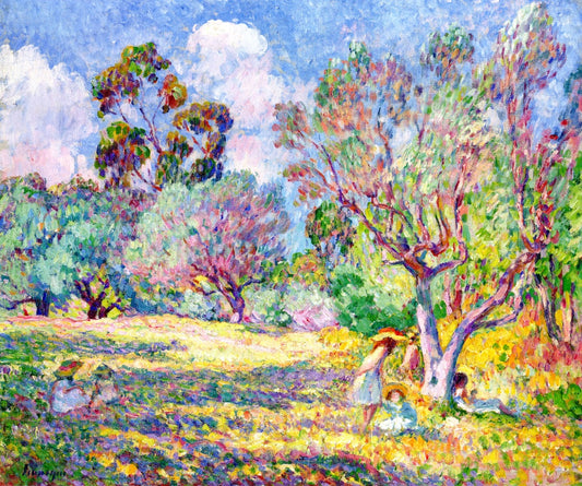 Children in a Meadow, vintage artwork by Henri Lebasque, 12x8" (A4) Poster