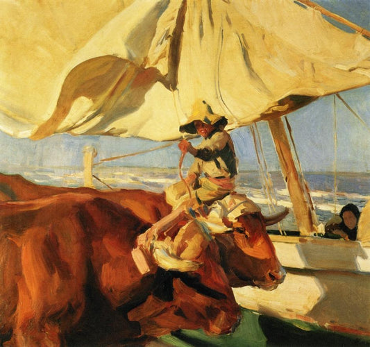 Afternoon Sun, Playa de Valencia, vintage artwork by Joaquin Sorolla y Bastida, 12x8" (A4) Poster
