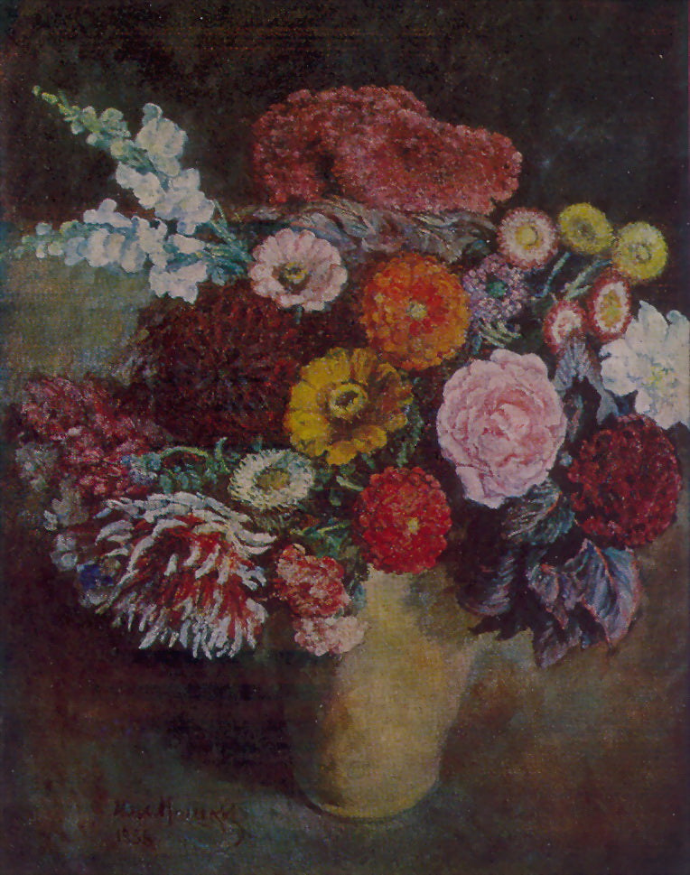 Bouquet on a dark background, vintage artwork by Ilya Mashkov, 12x8" (A4) Poster