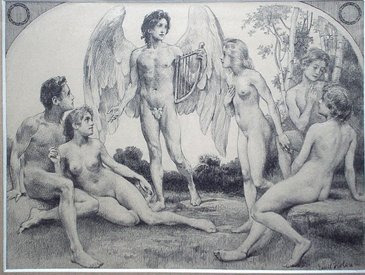 Angel with a harp by Emil Holarek,A3(16x12")Poster