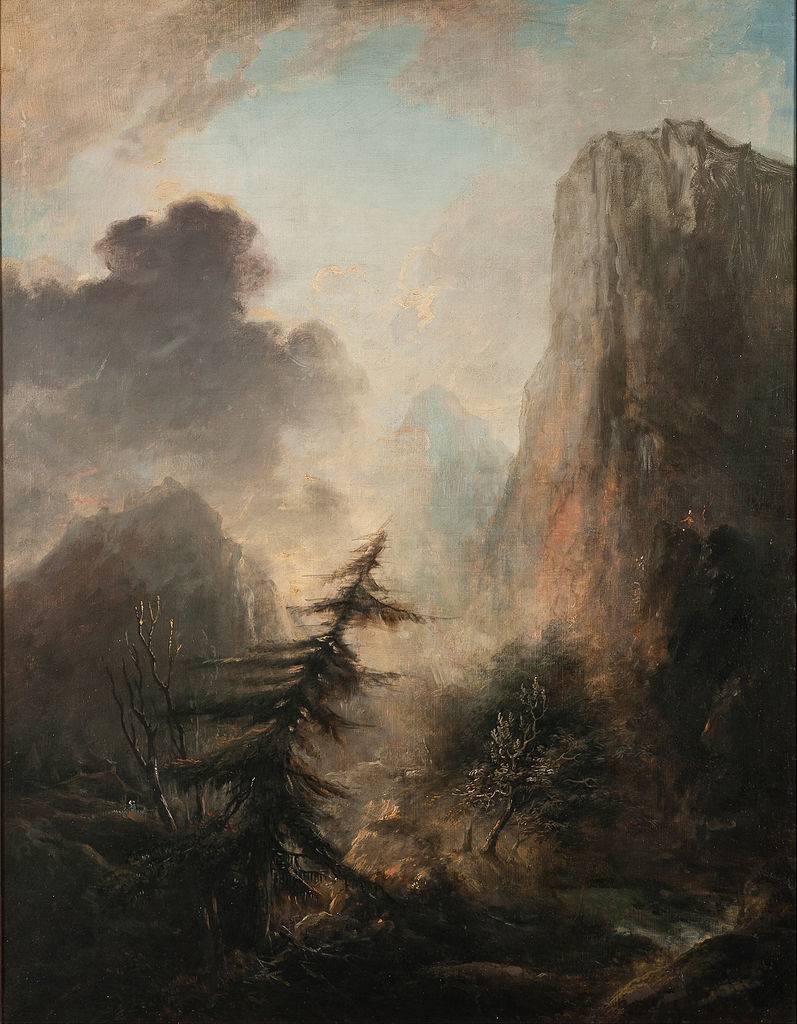 Romantic Landscape with Spruce, vintage artwork by Elias Martin, 12x8" (A4) Poster
