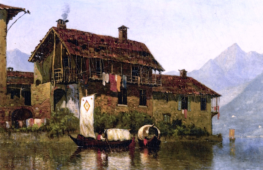 View of Lake Como, Italy, vintage artwork by James Renwick Brevoort, 12x8" (A4) Poster