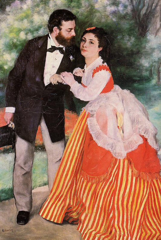 Alfred Sisley with His Wife, vintage artwork by Pierre Auguste Renoir, 12x8" (A4) Poster