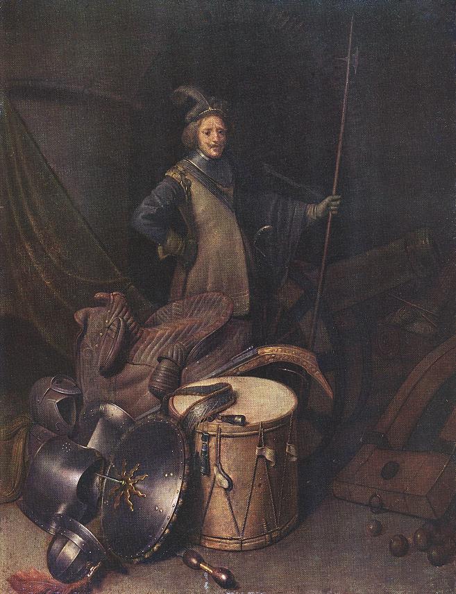 Officer of the Marksman Society in Leiden, vintage artwork by Gerrit Dou, 12x8" (A4) Poster
