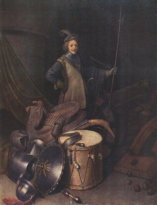 Officer of the Marksman Society in Leiden, vintage artwork by Gerrit Dou, 12x8" (A4) Poster