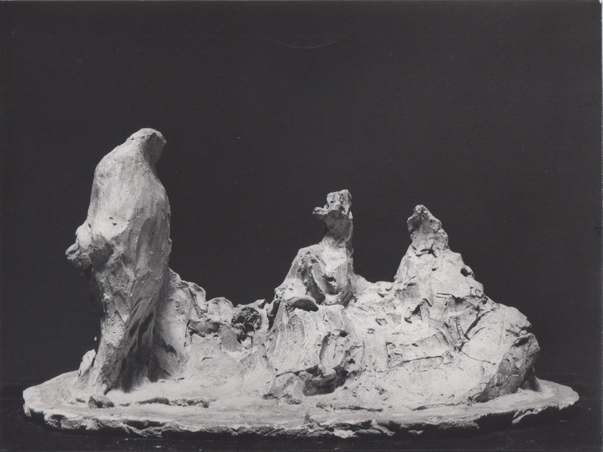 Conversation in a Garden, vintage artwork by Medardo Rosso, 12x8" (A4) Poster