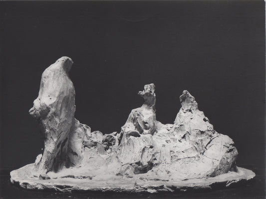 Conversation in a Garden, vintage artwork by Medardo Rosso, 12x8" (A4) Poster