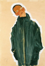 Boy in Green Coat, vintage artwork by Egon Schiele, 12x8" (A4) Poster