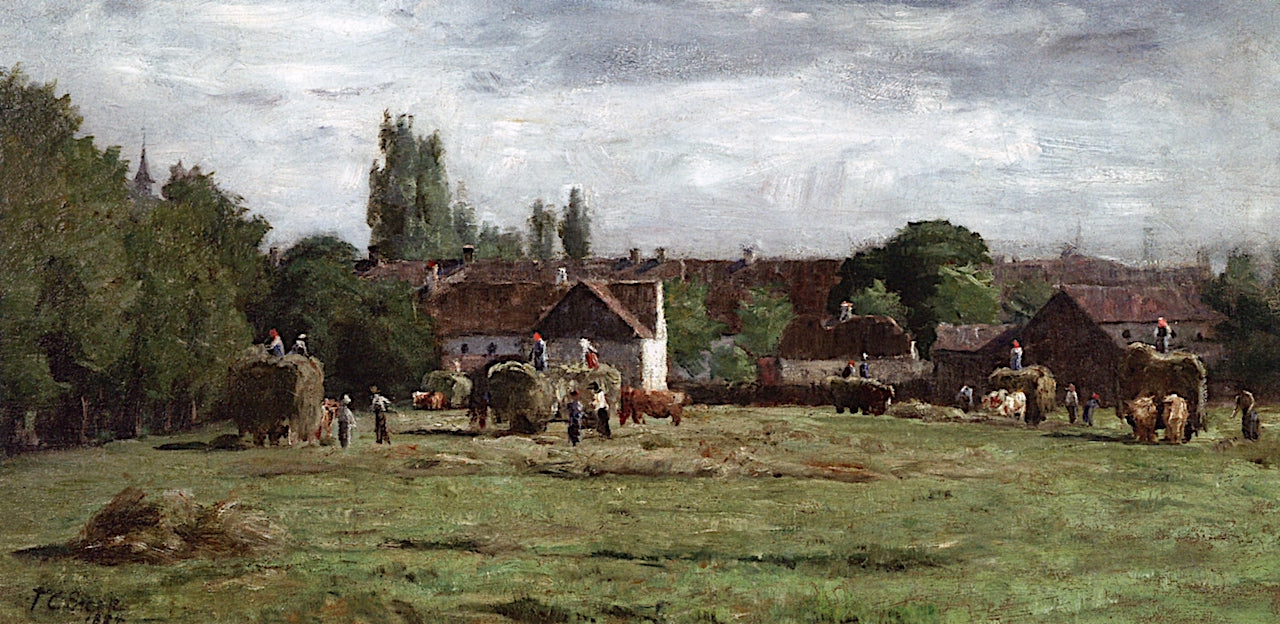 Munich Haying Scene, vintage artwork by Theodore Clement Steele, 12x8" (A4) Poster