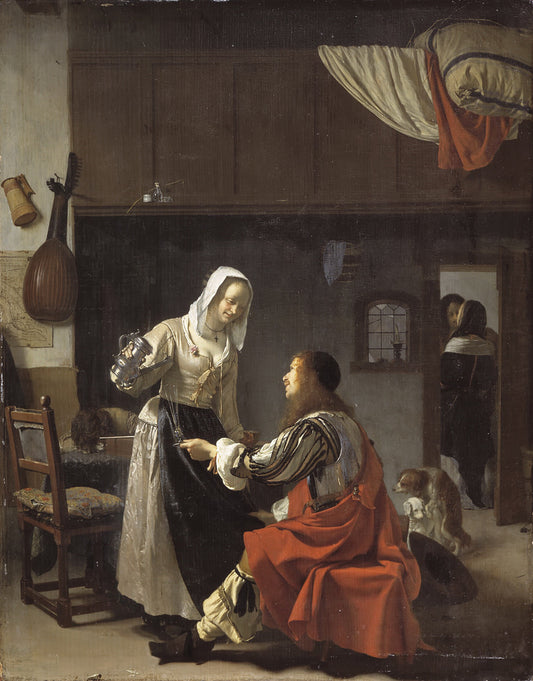 Brothel Scene, vintage artwork by Frans van Mieris the Elder, 12x8" (A4) Poster