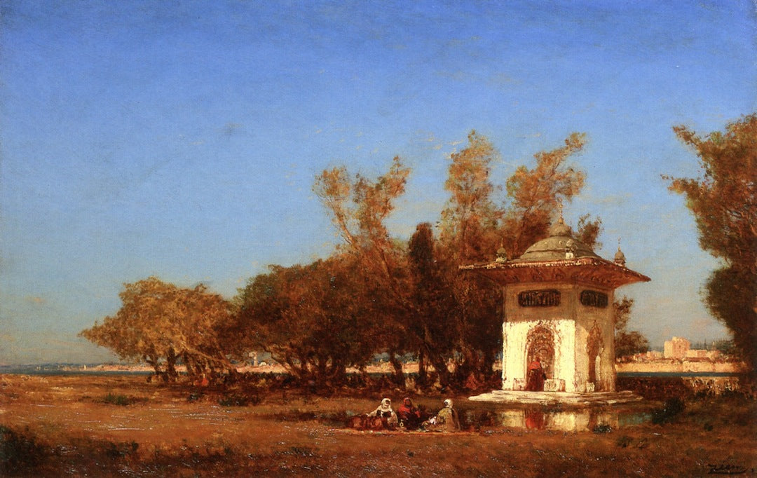 The Fountain of the Sultan Mihrisah, vintage artwork by Felix-Francois-Georges-Philbert Ziem, 12x8" (A4) Poster