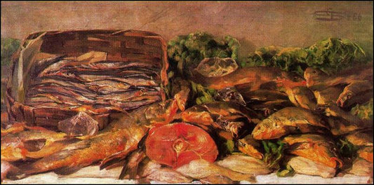 Pesci, vintage artwork by Giovanni Segantini, 12x8" (A4) Poster