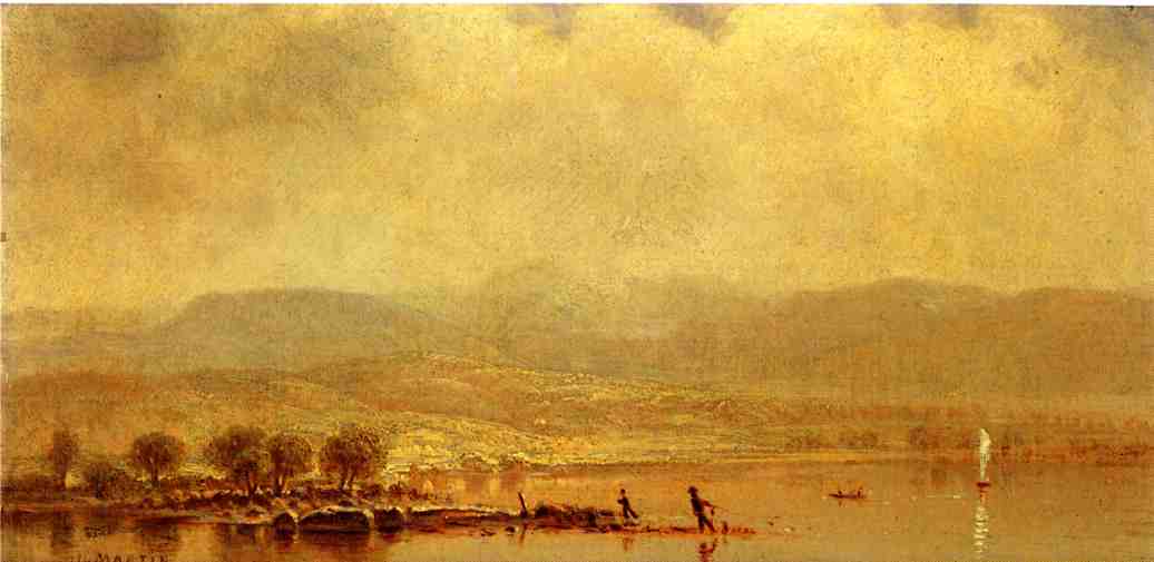 Misty Morning on the Hudson River, vintage artwork by Homer Dodge Martin, 12x8" (A4) Poster