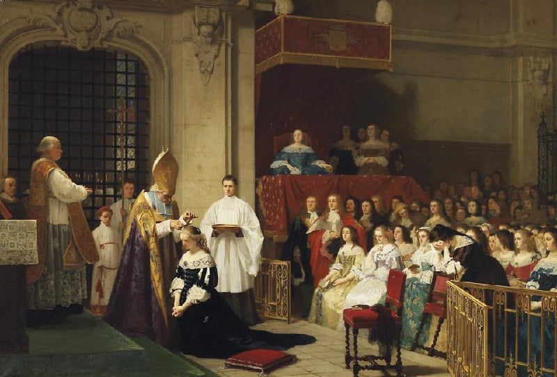 Prise d`habit de Mlle de la Valliere, vintage artwork by Joseph Caraud, A3 (16x12") Poster Print