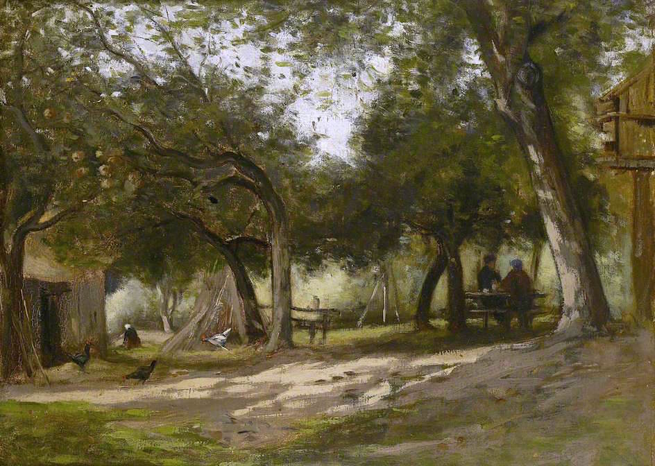 Landscape with a Farmyard, vintage artwork by Adolphe Felix Cals, A3 (16x12") Poster Print