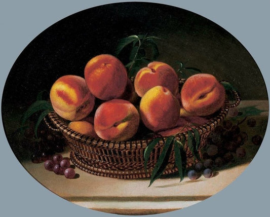 A Basket of Peaches, vintage artwork by Edward Edmondson, 12x8" (A4) Poster