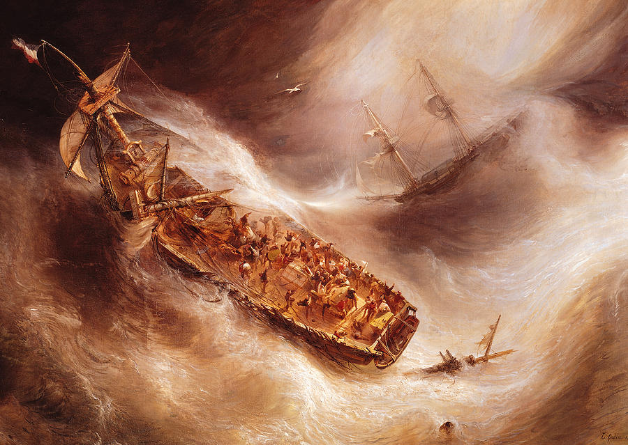 The Act Of Sacrifice Made by  Captain Desse Towards The Dutch Ship Columbus, vintage artwork by Theodore Gudin, A3 (16x12") Poster Print