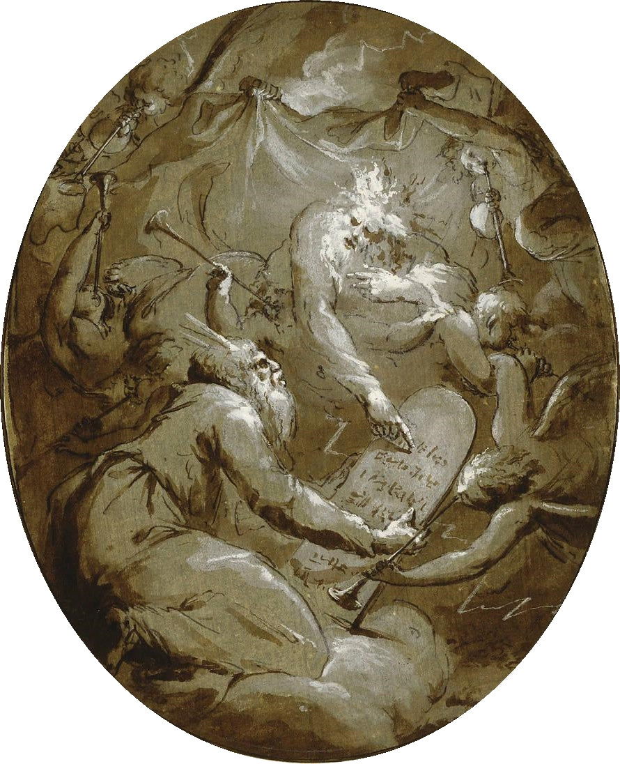 Moses Receiving the Tablets of Stone, vintage artwork by Jean-Jacques Lagrenee, 12x8" (A4) Poster