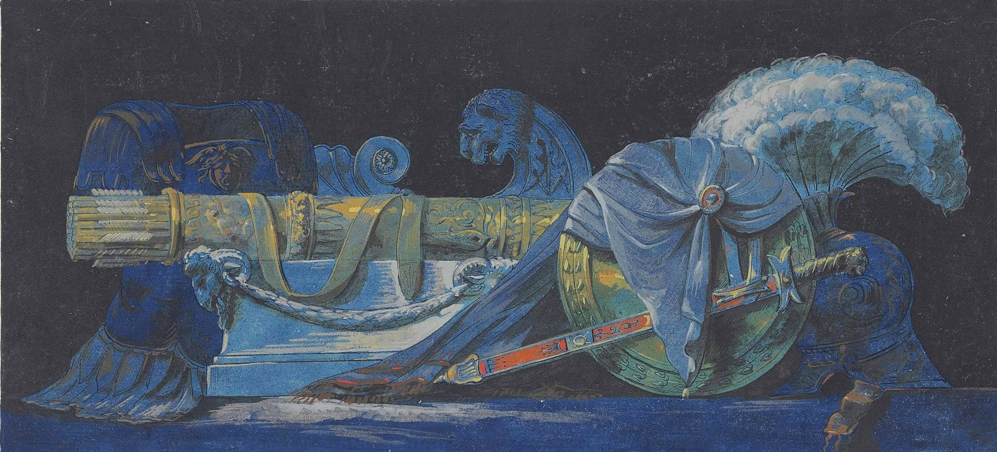 A Grouping of Trophies, vintage artwork by Jean-Jacques Lagrenee, 12x8" (A4) Poster