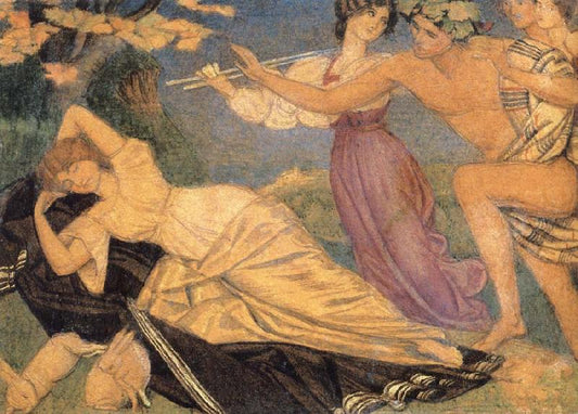 Study for Bacchus and Ariadne, vintage artwork by Joseph Edward Southall, 12x8" (A4) Poster