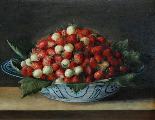 Bowl of Strawberries, vintage artwork by Sebastien Stoskopff, 12x8" (A4) Poster