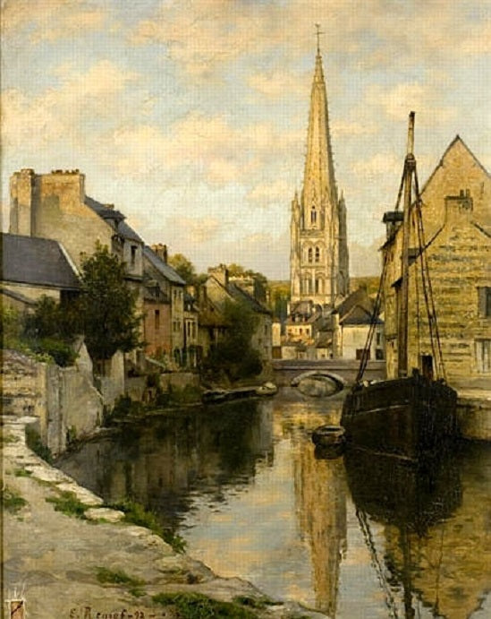 Le canal d'Harfleur, vintage artwork by Emile Renouf, 12x8" (A4) Poster