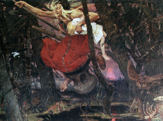 Baba Yaga, vintage artwork by Viktor Mikhaylovich Vasnetsov, 12x8" (A4) Poster