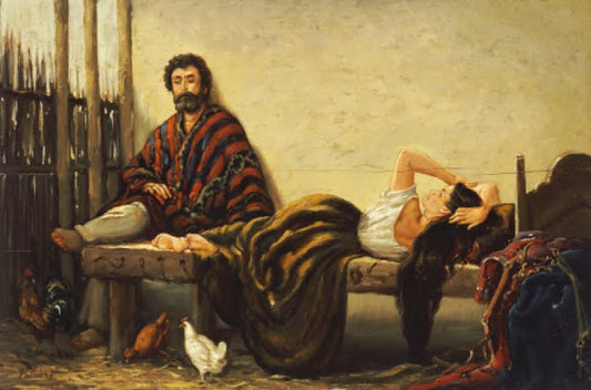 China descansando, vintage artwork by Jean Leon Pallière, 12x8" (A4) Poster