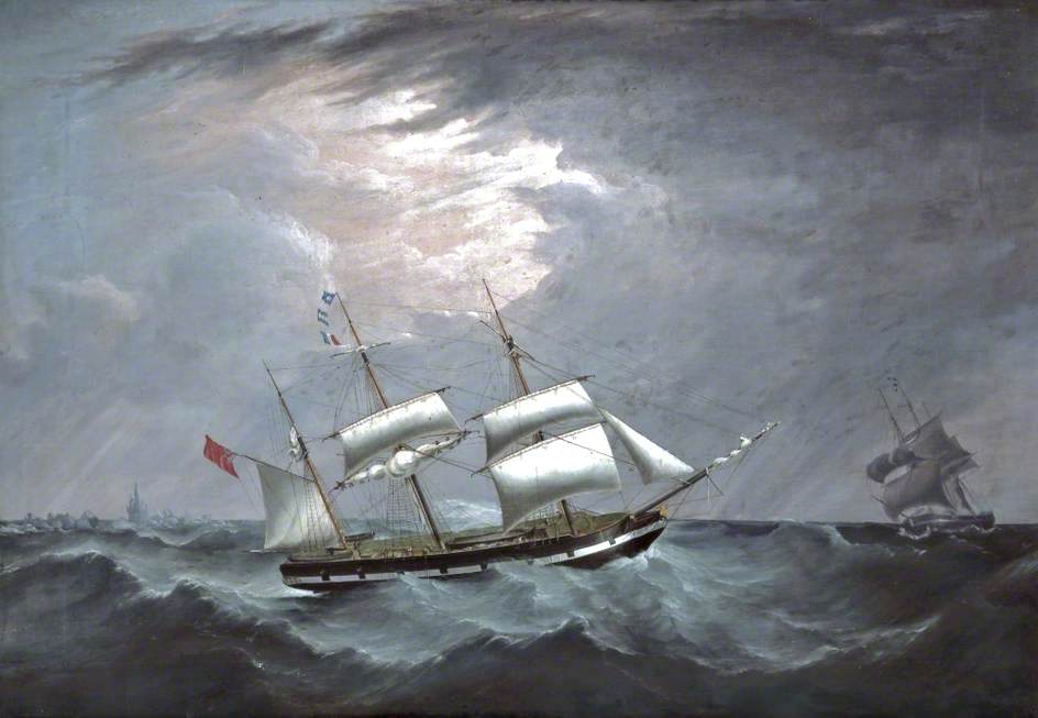 The Barque 'Charley Cija' off an Iceberg, vintage artwork by Joseph Heard, A3 (16x12") Poster Print