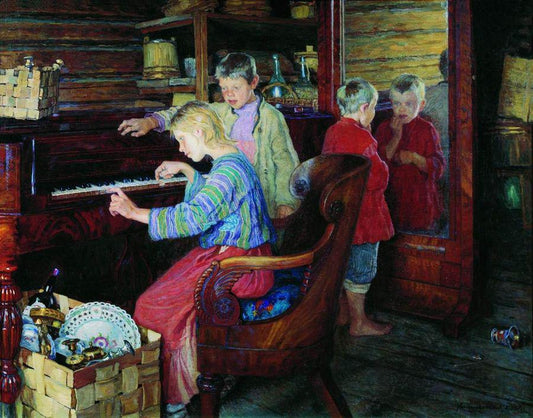 Children at the Piano by Nikolai Petrovich Bogdanov-Belsky,A3(16x12")Poster