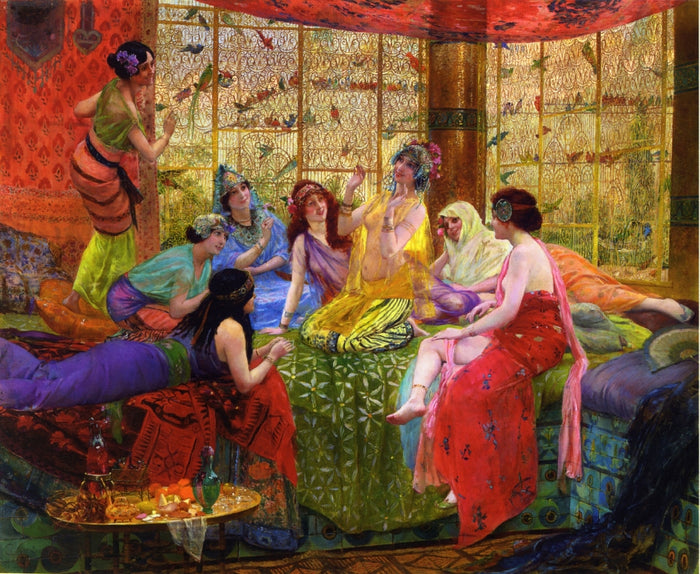 Harem Girls in an Aviary by Georges Antoine Rochegrosse,A3(16x12