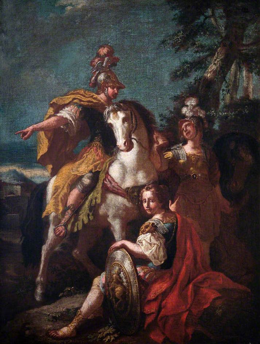 Man in Armour on a White Horse, vintage artwork by Francesco Solimena, 12x8" (A4) Poster