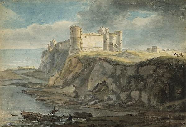 Tantallon Castle, vintage artwork by Paul Sandby , R.A., 12x8" (A4) Poster