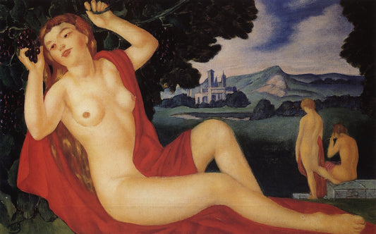 Bacchante, vintage artwork by Kuzma Petrov-Vodkin, 12x8" (A4) Poster