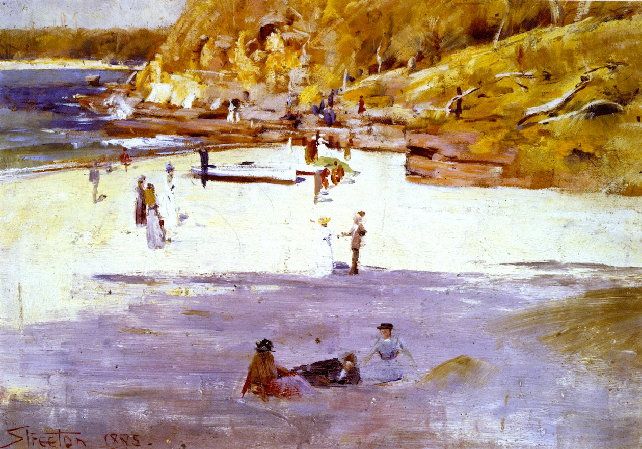 Manly Beach, vintage artwork by Sir Arthur Streeton, 12x8" (A4) Poster