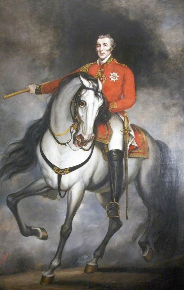 The Duke of Wellington, Mounted on a Grey Charger, vintage artwork by James Northcote, 12x8" (A4) Poster