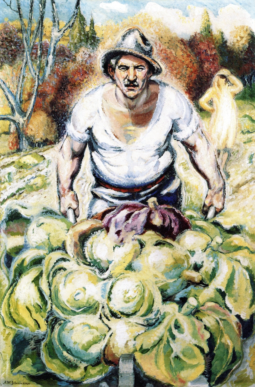 Peasant with Cauliflowers by Aksel Waldemar Johannessen,16x12(A3) Poster