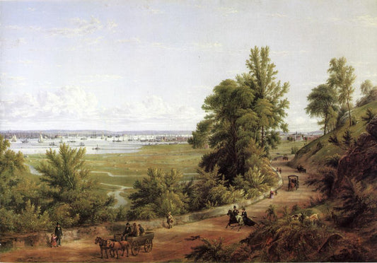 Bay of New York from the Heights of Hoboken, vintage artwork by Milne Ramsey, 12x8" (A4) Poster